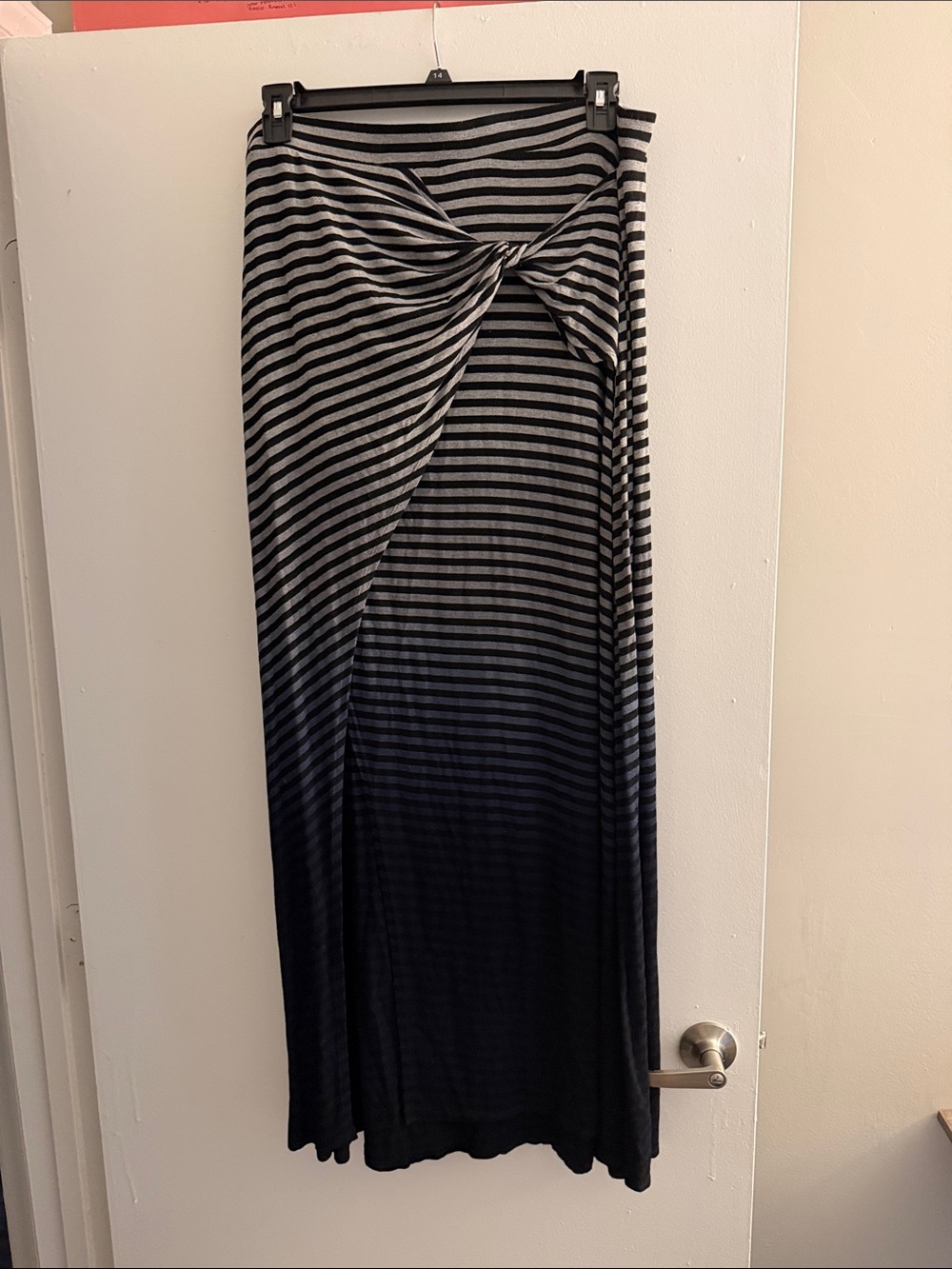 torrid Black and Gray Striped Maxi Skirt with Twist Front